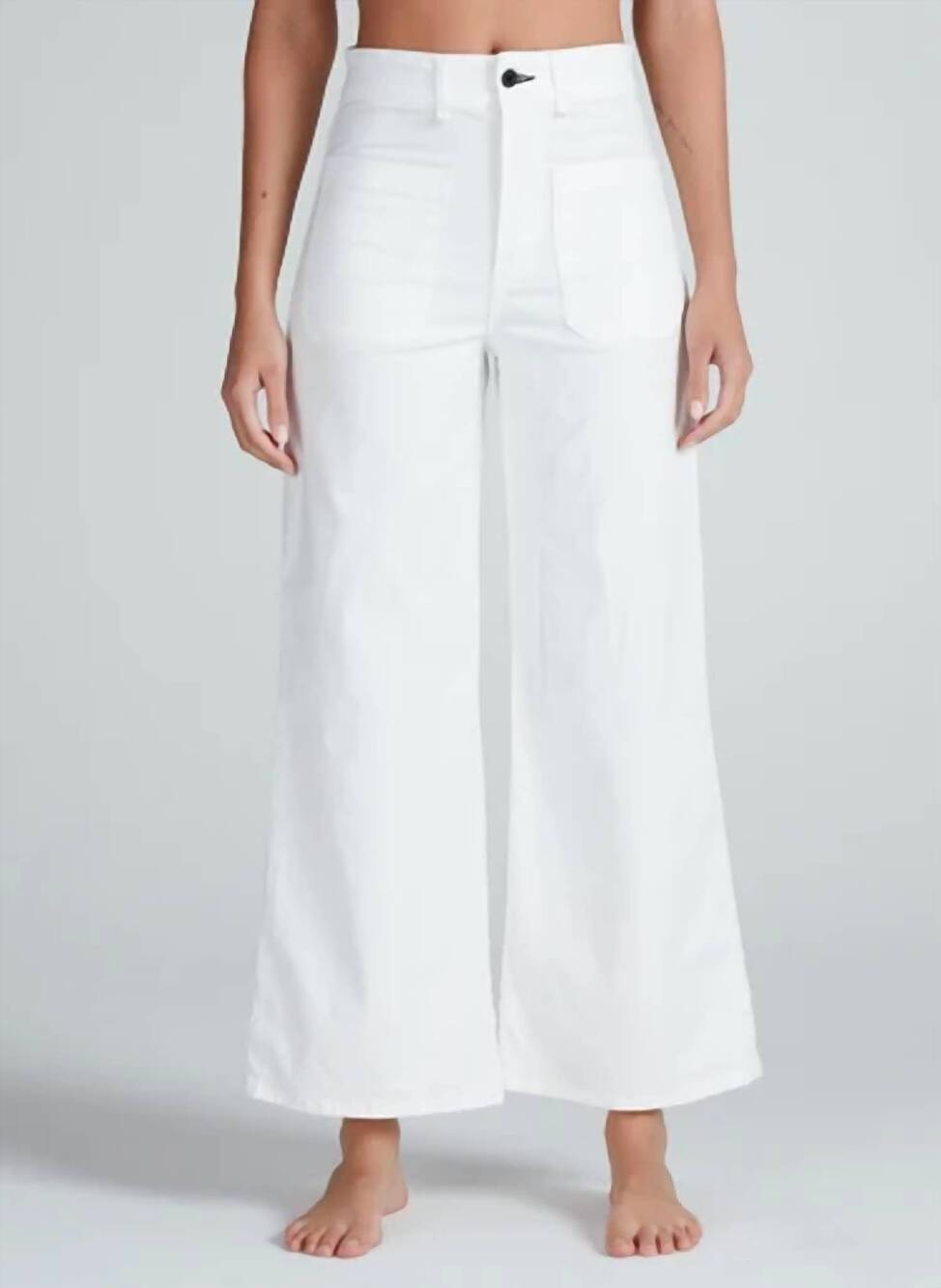 NEW ASKK NY crop wide leg twill pant in ivory